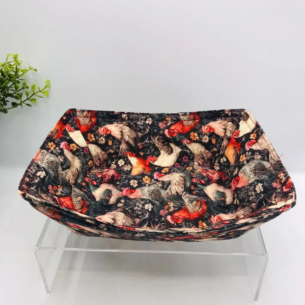 NEW! Microwave Cozy For Takeout Containers Reversible, Farmhouse Chickens